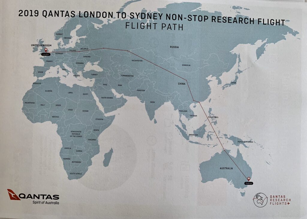 Qantas London Sydney Non Stop Test Flight
